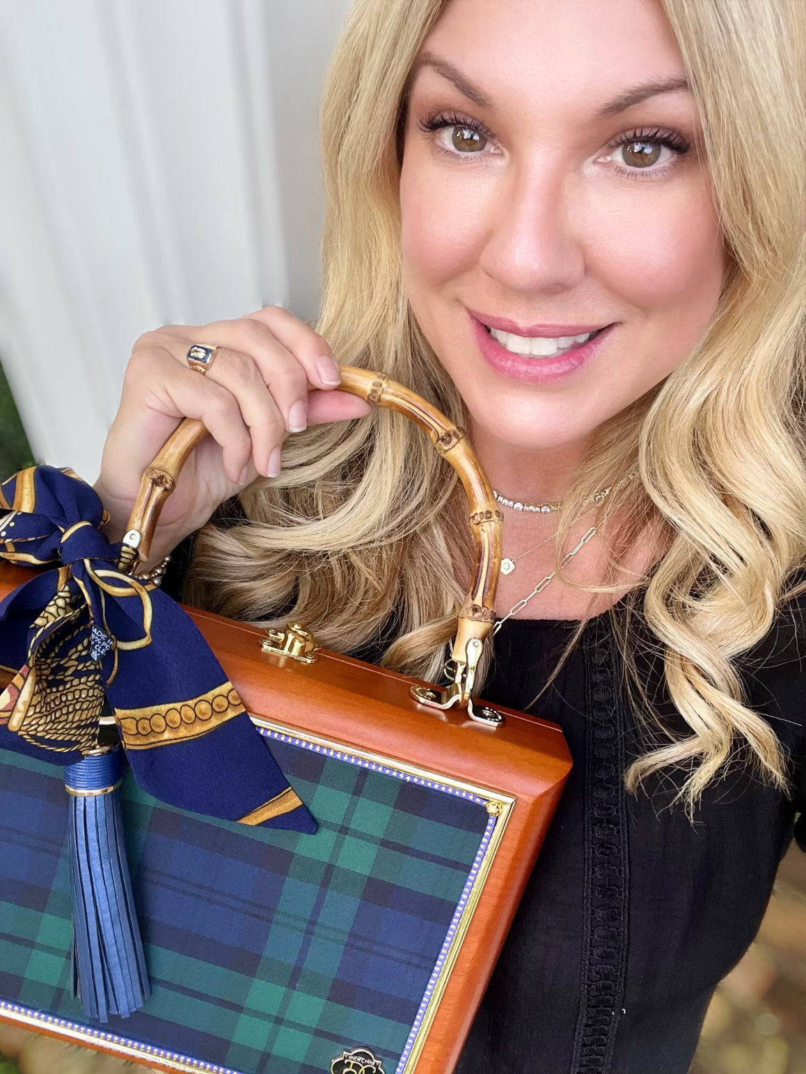 Blackwatch Plaid w/ round Horse Brass Bag