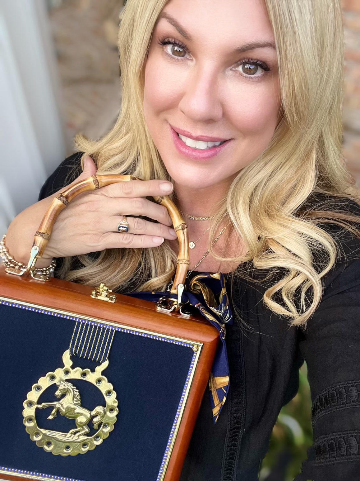 Blackwatch Plaid w/ round Horse Brass Bag