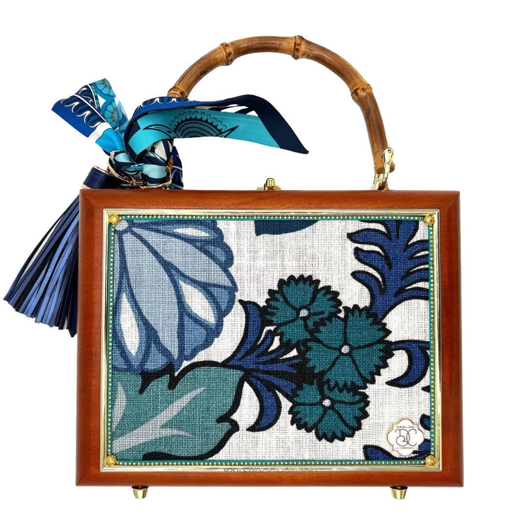 My Thai Marine Velvet Horseshoe Brass Handbag