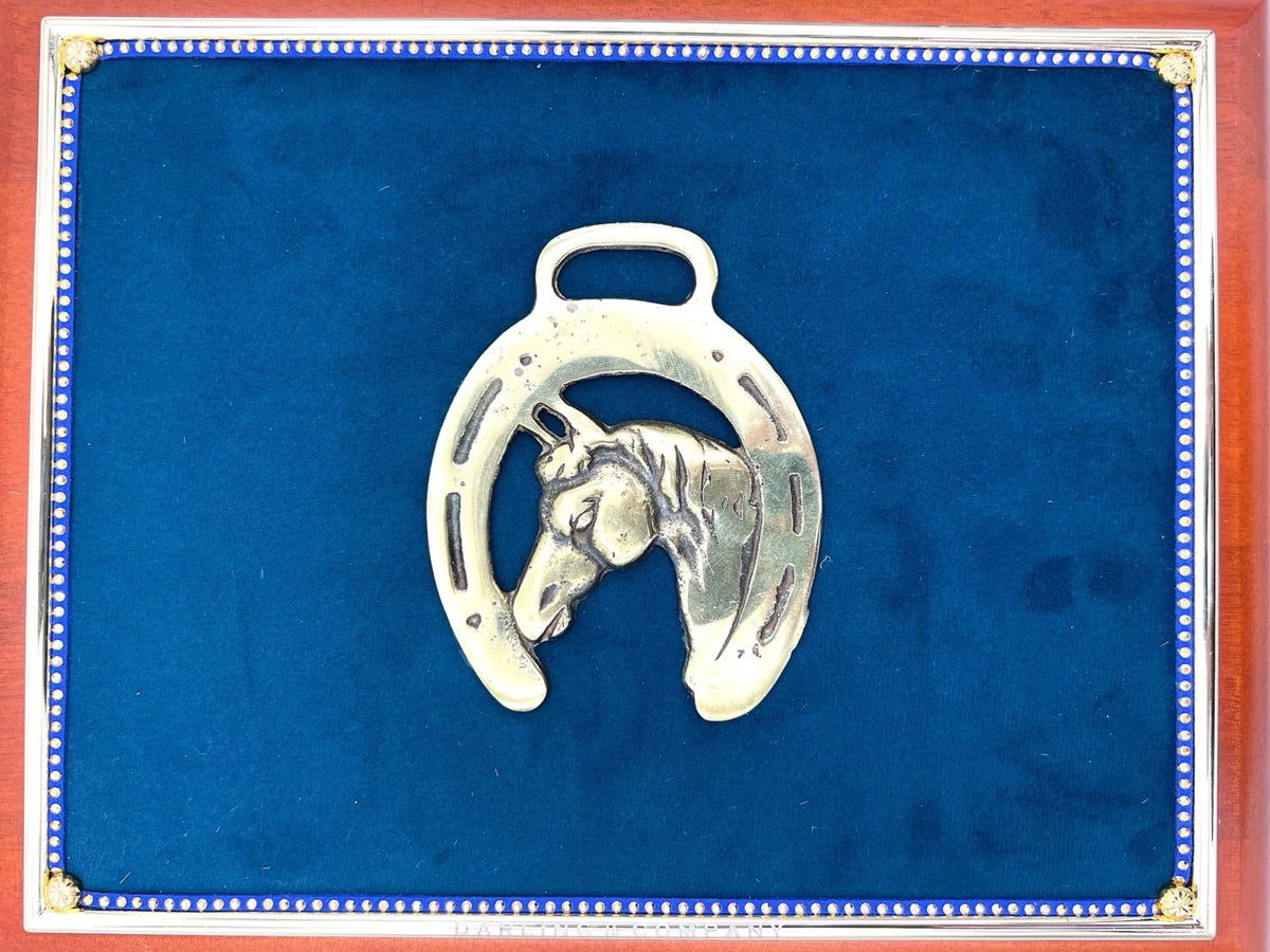 My Thai Marine Velvet Horseshoe Brass Handbag