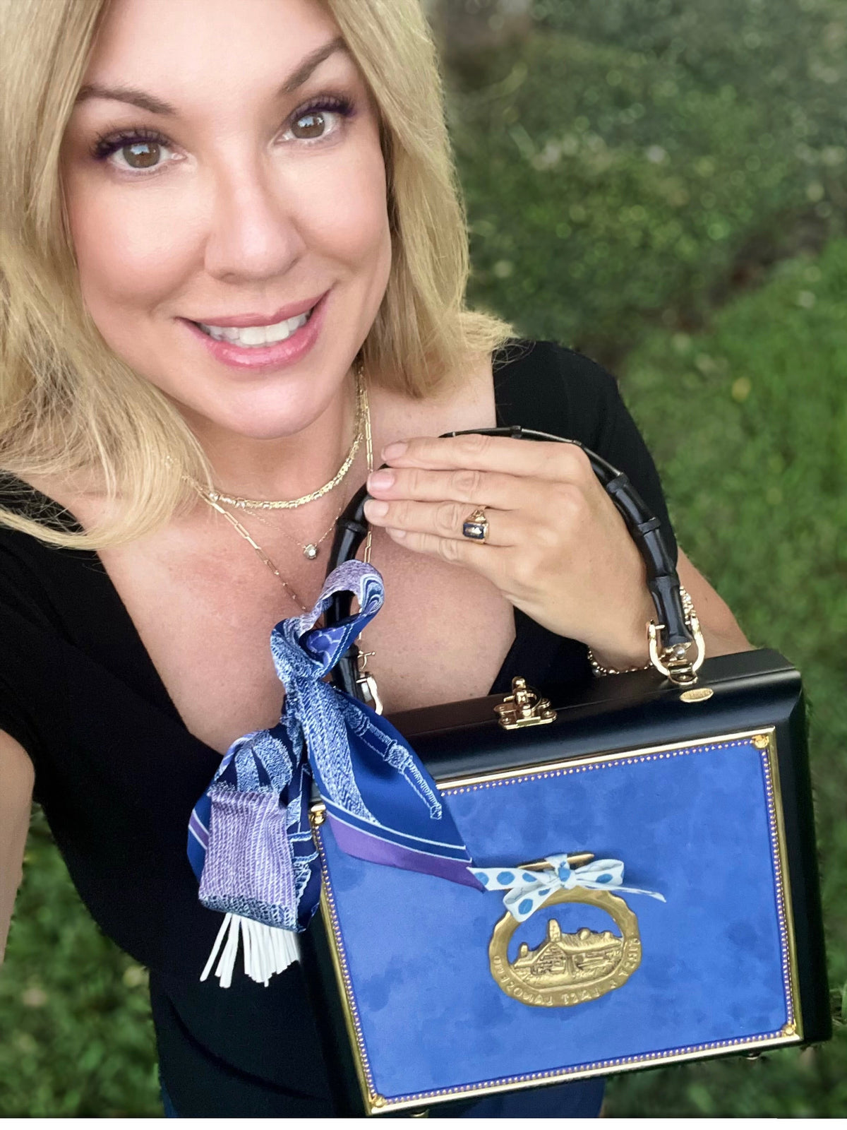 Blue Horse Toile (End &amp; Last Lands End) Brass Bag