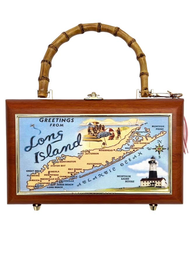 Vintage Long Island Postcard Bag - Brown