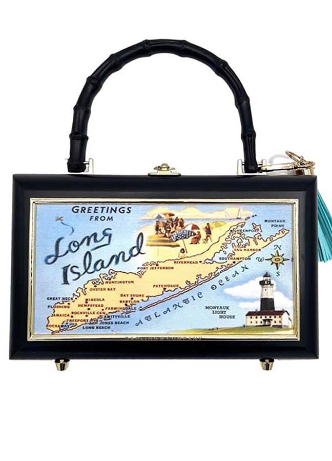 Vintage Long Island Postcard Bag - Black