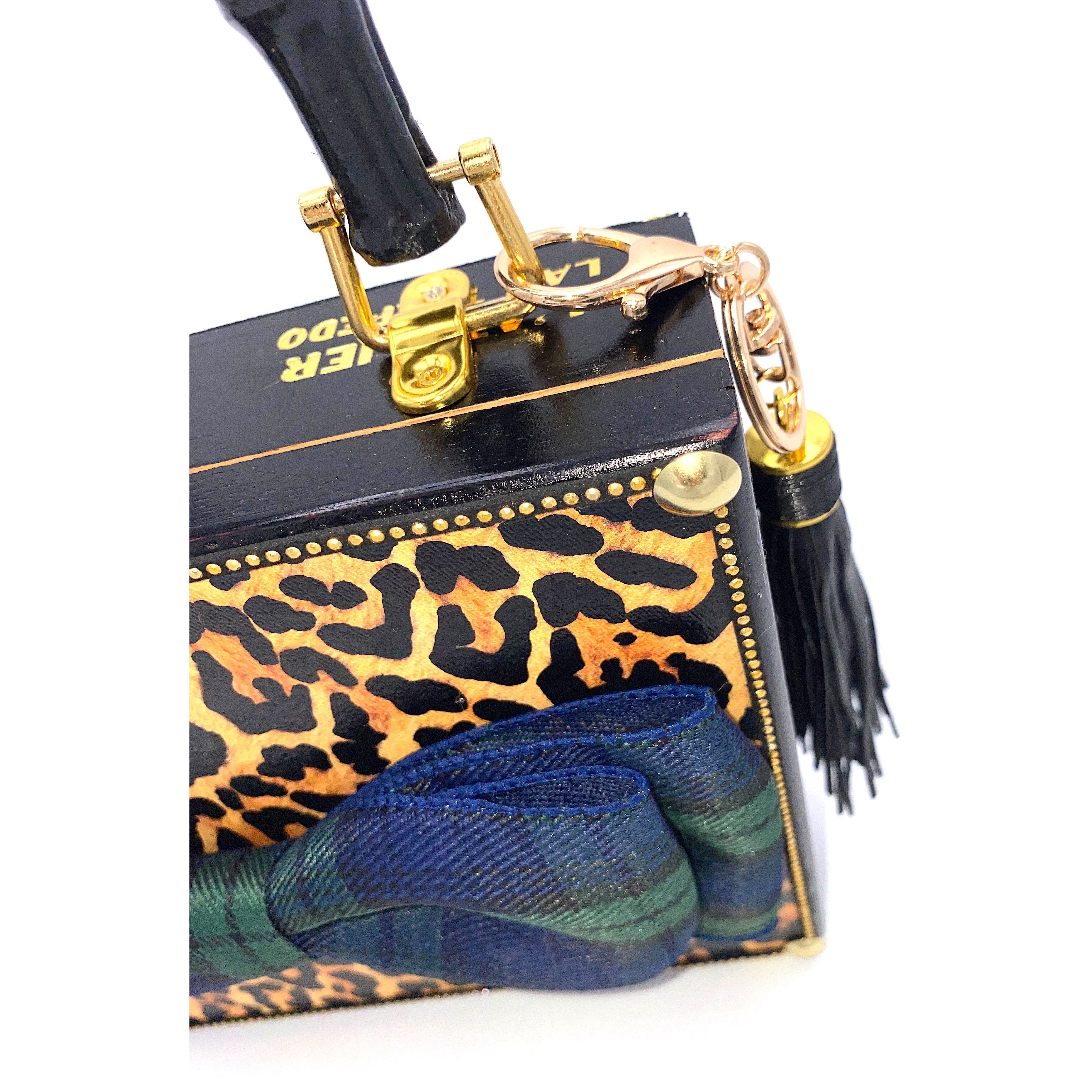 Blackwatch Leopard with Black Handle Bag - Darling and Company