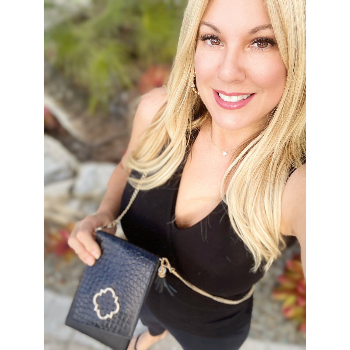 Go-Go Phone Crossbody Bag in Black Croc - Darling Clutch Company