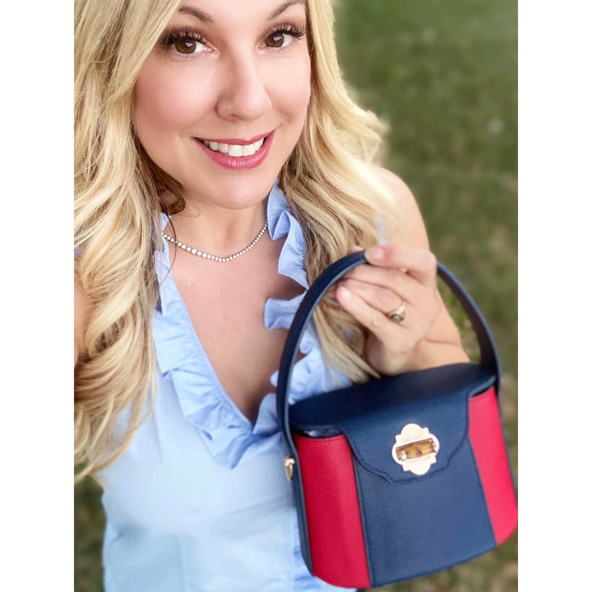 Harper Bag in Navy/Red - Darling Clutch Company