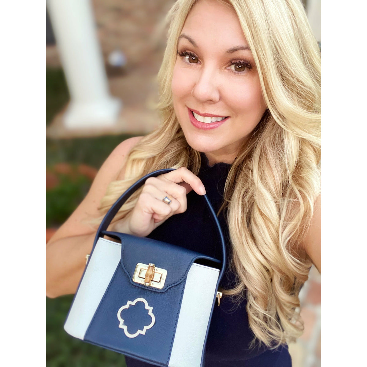 Harper Bag in Navy/White - Darling Clutch Company