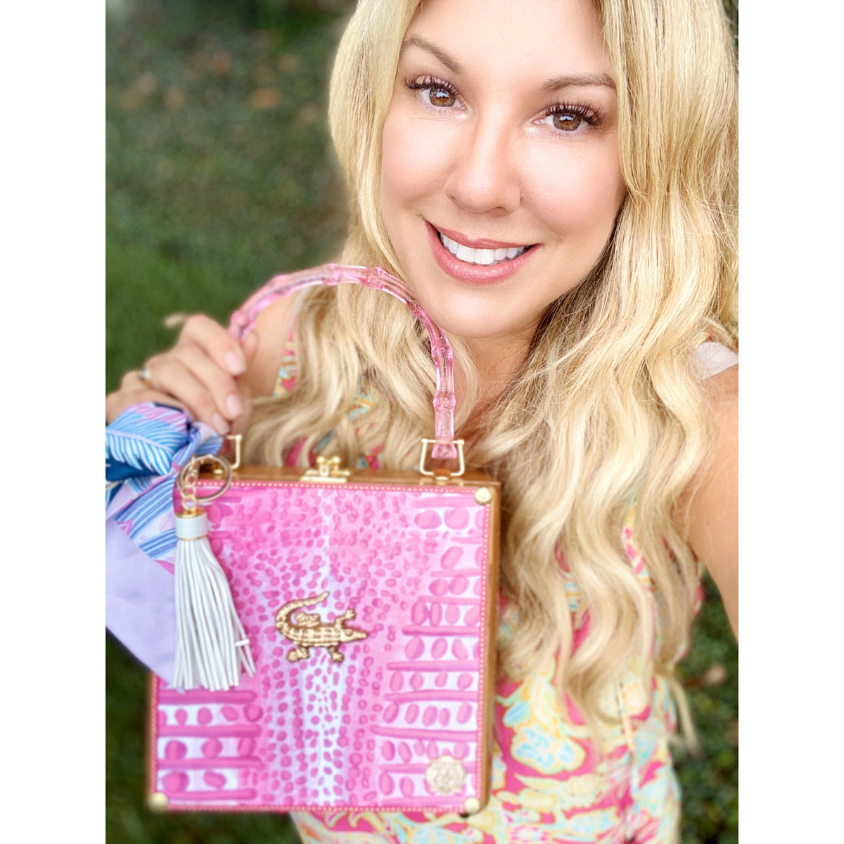 Pink Gator Toile Bag - Darling Clutch Company