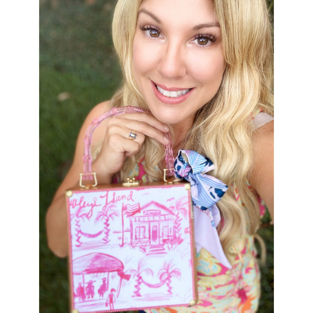 Pink Gator Toile Bag - Darling Clutch Company