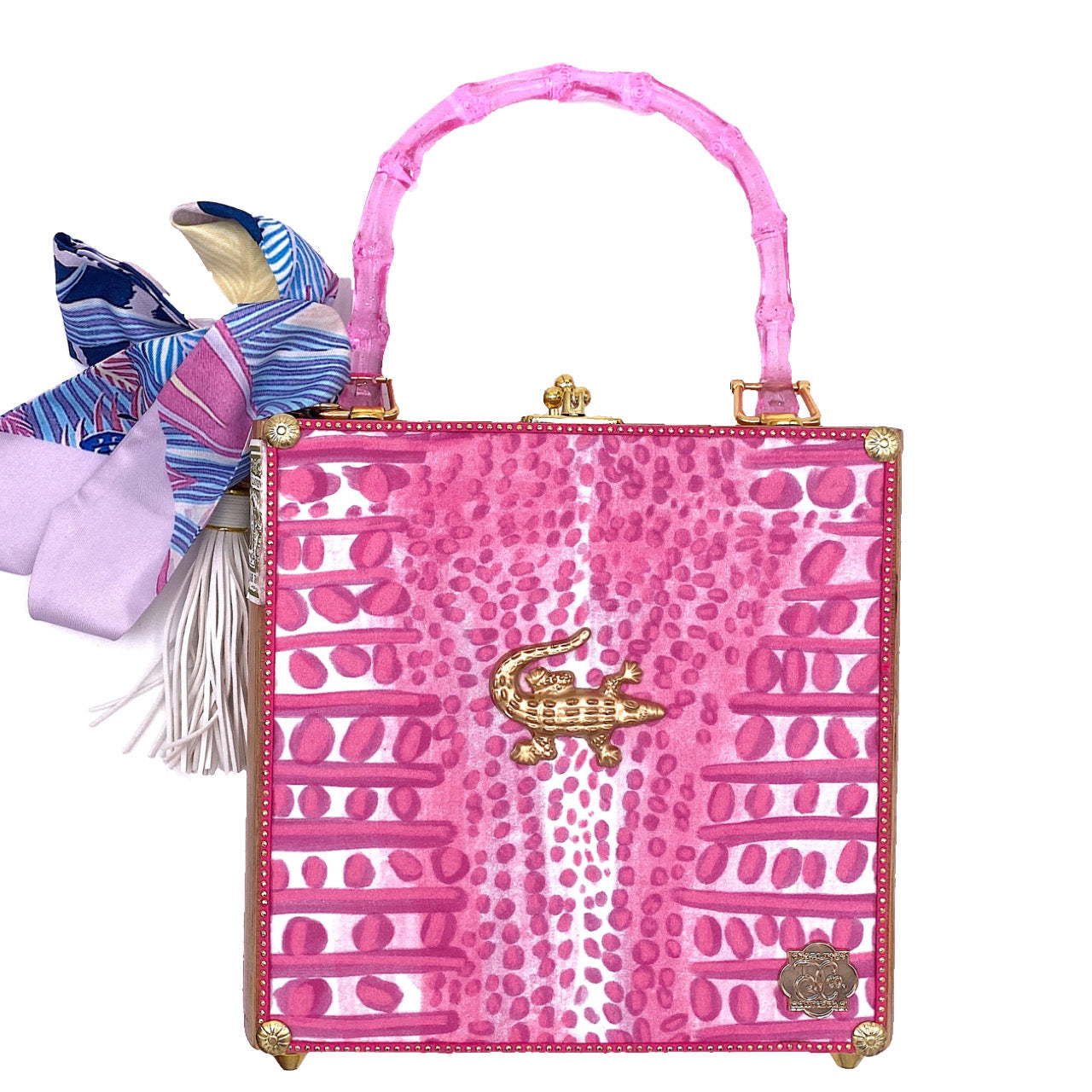 Pink Gator Toile Bag - Darling Clutch Company
