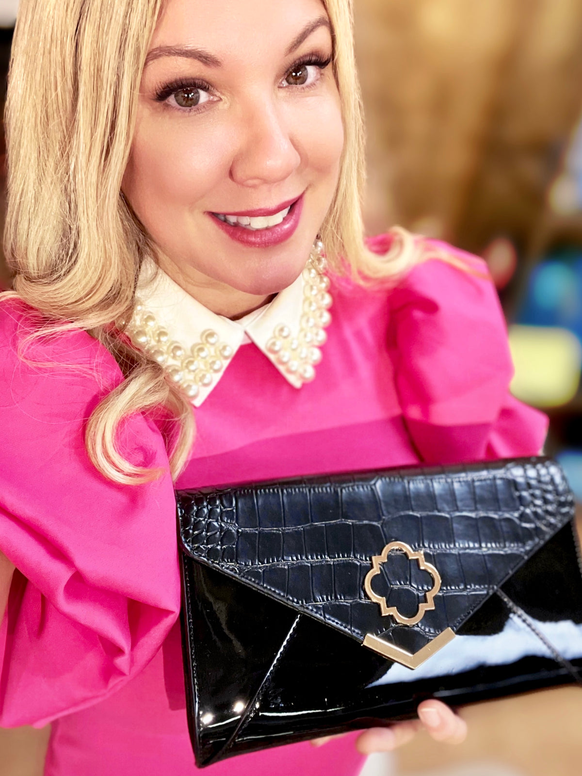 Rowan Black Croc Clutch - Darling Clutch Company