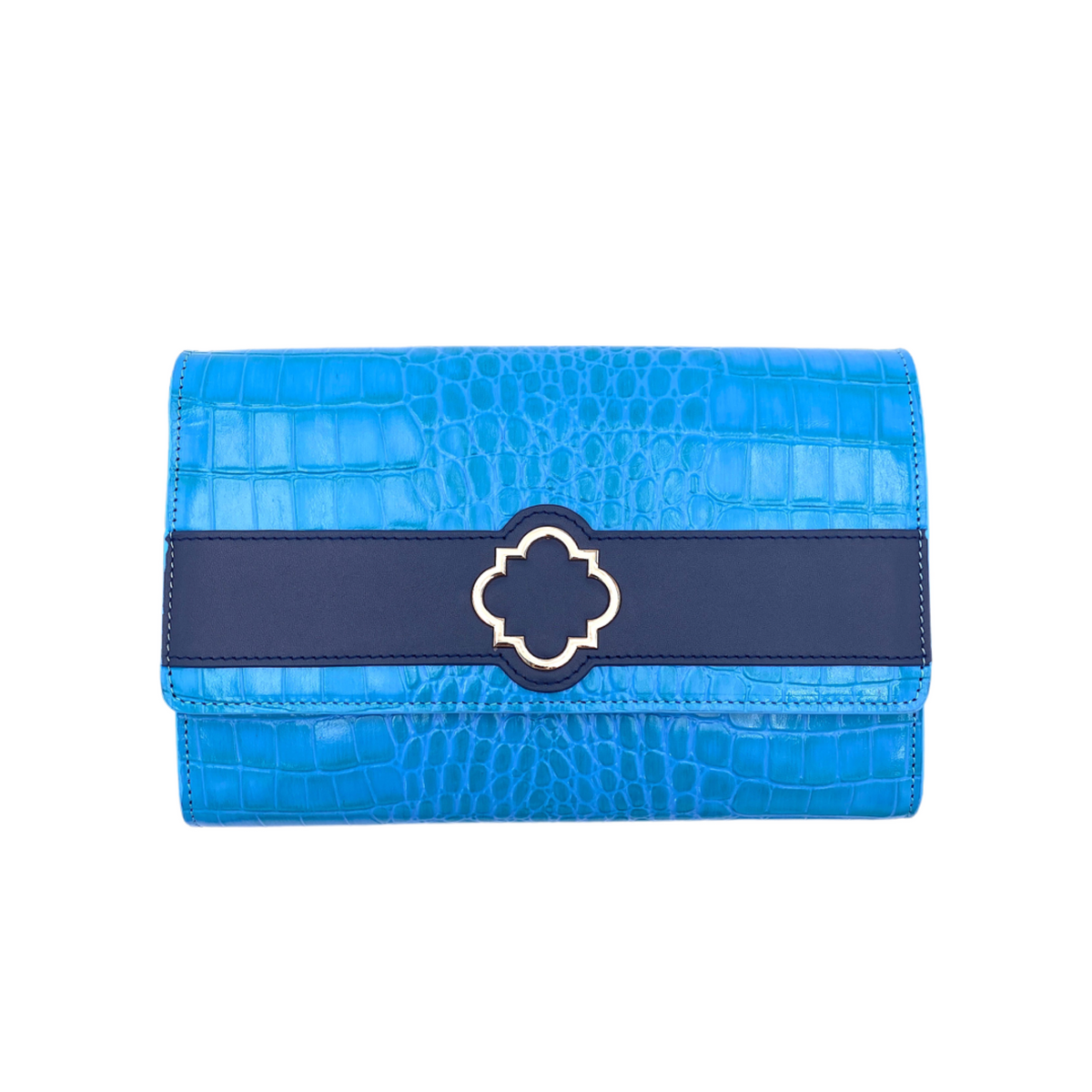 Sutton Clutch in Azure Croc - Darling Clutch Company