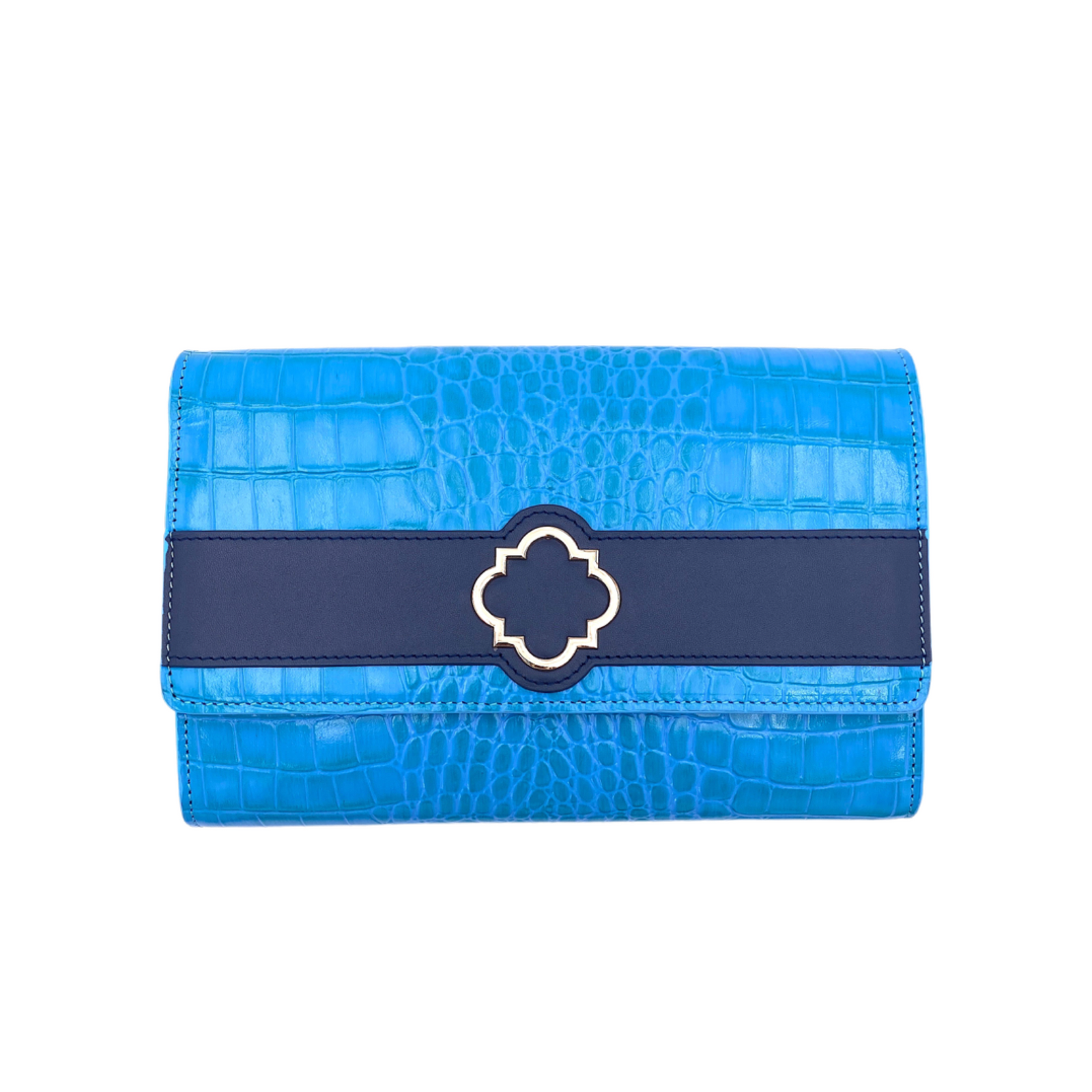 Sutton Clutch in Azure Croc - Darling Clutch Company