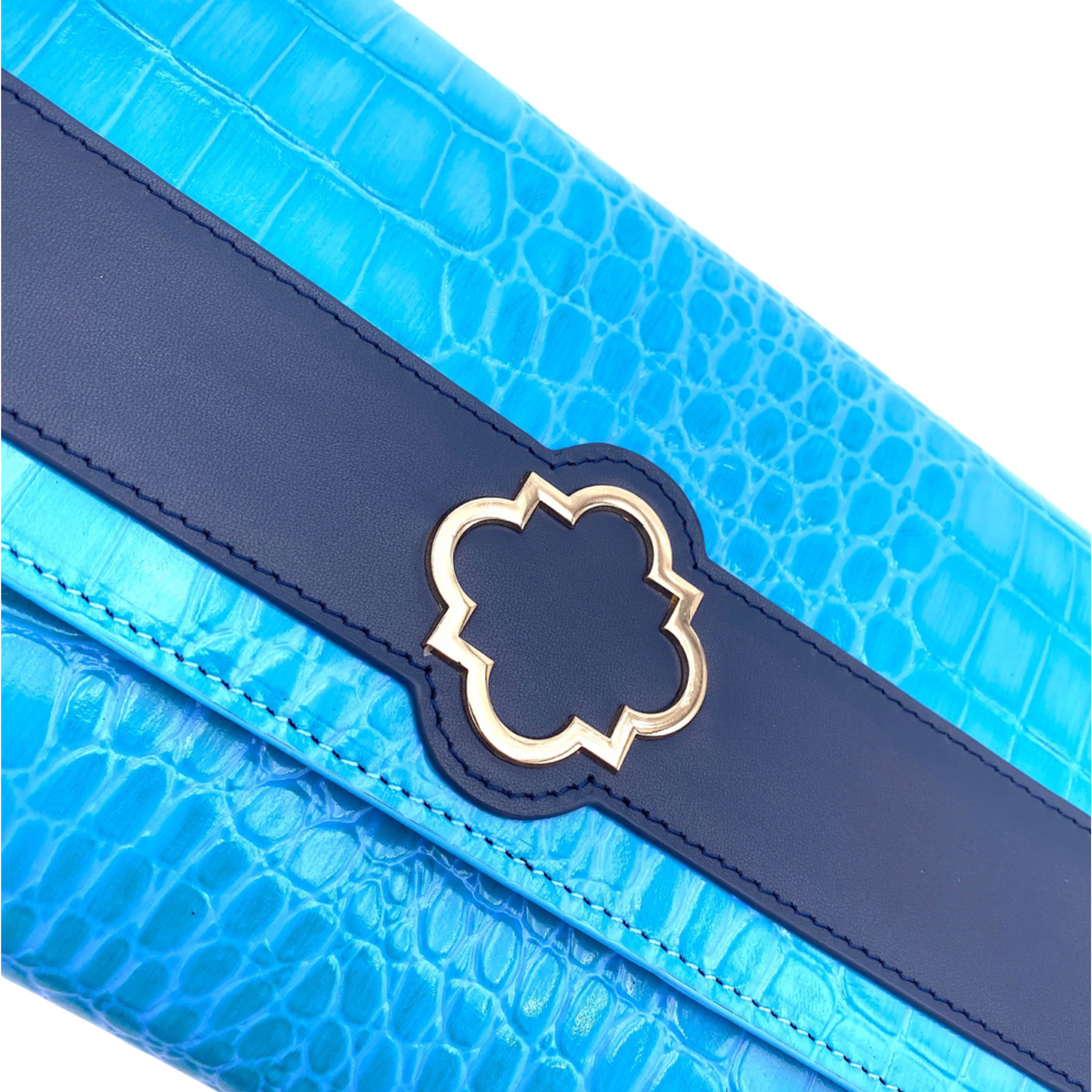 Sutton Clutch in Azure Croc - Darling Clutch Company
