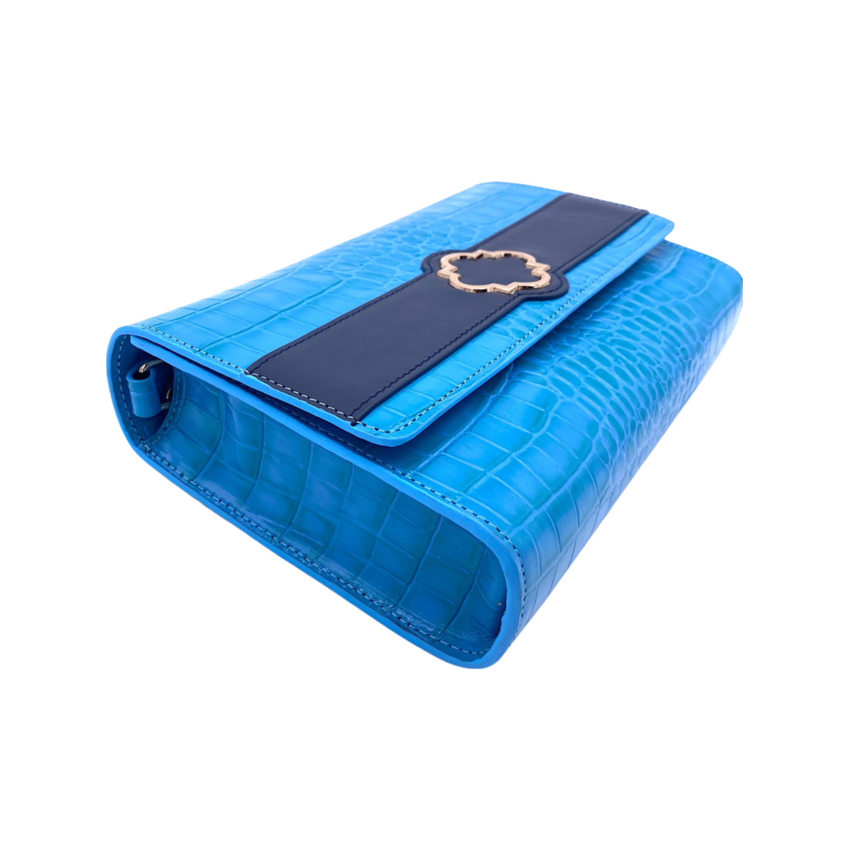 Sutton Clutch in Azure Croc - Darling Clutch Company