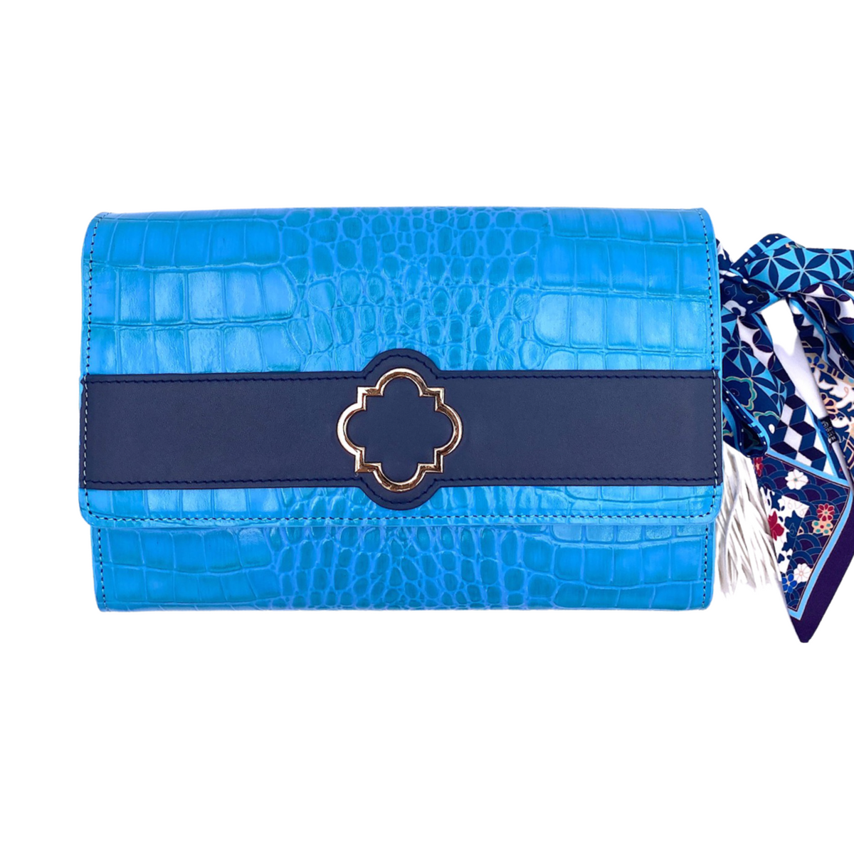 Sutton Clutch in Azure Croc - Darling Clutch Company